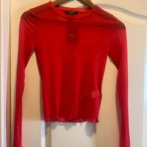 Forever 21 Red Mesh Top Size M